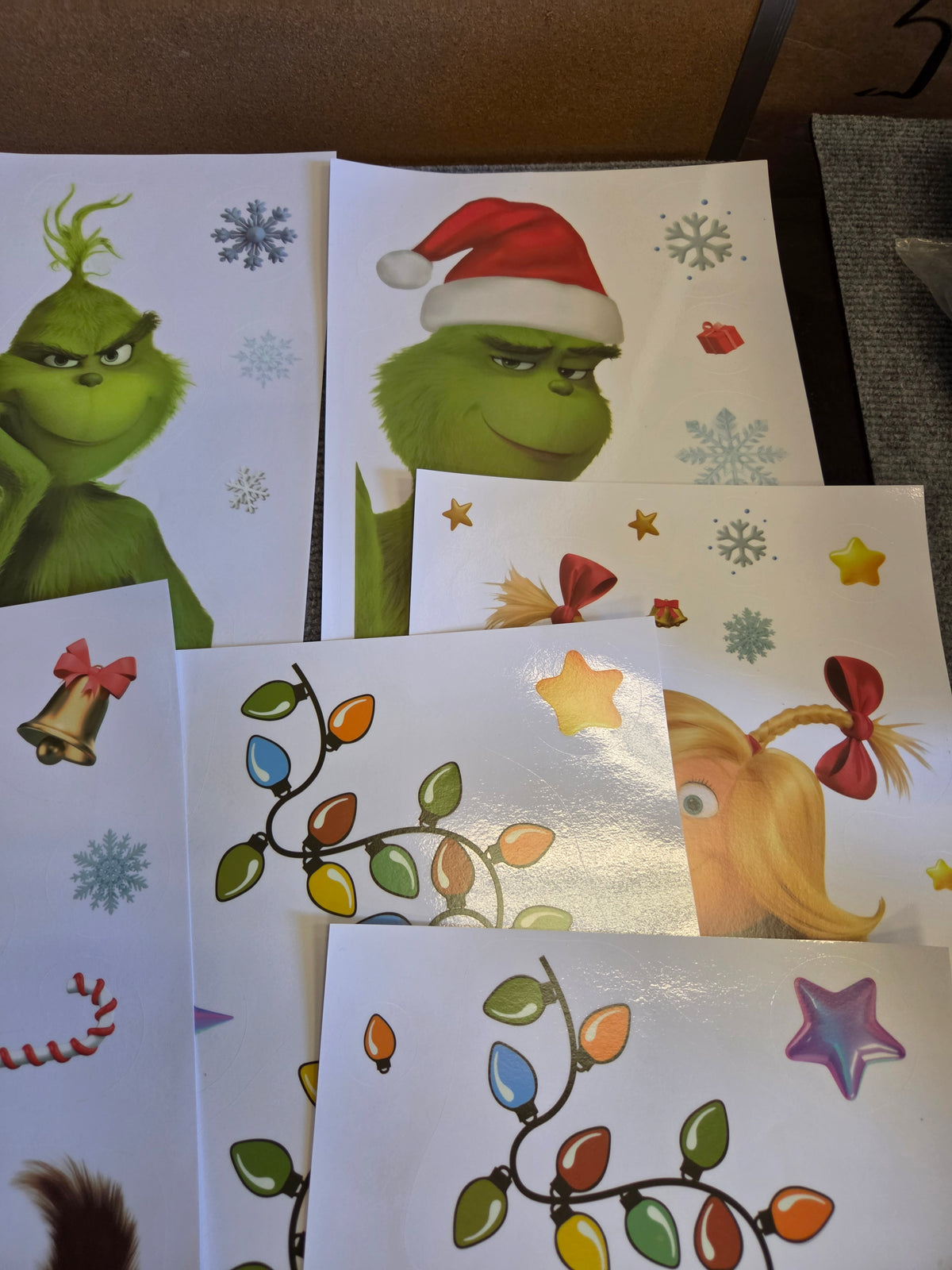 Holiday Window Clings Multi-Sheet Set – Green Character Xmas Decals NEW