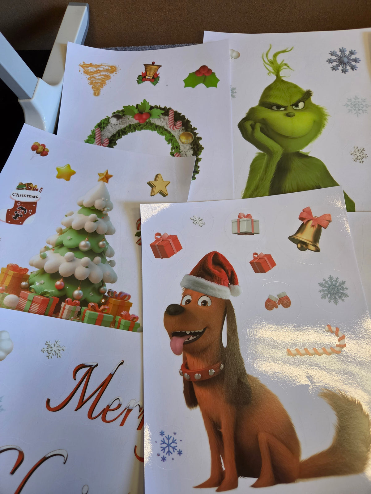 Holiday Window Clings Multi-Sheet Set – Green Character Xmas Decals NEW
