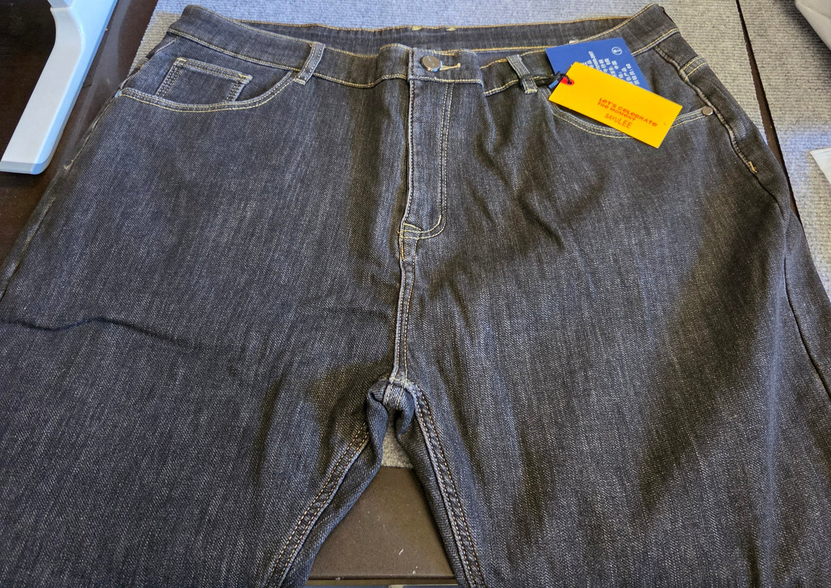 Mens Fleece Lined Stretch Jeans Size 42 Black Denim Thermal Pants (NEW Tags)
