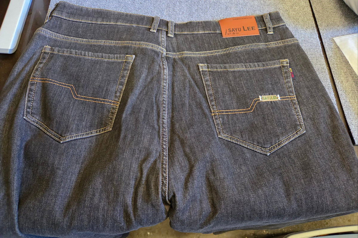 Mens Fleece Lined Stretch Jeans Size 42 Black Denim Thermal Pants (NEW Tags)