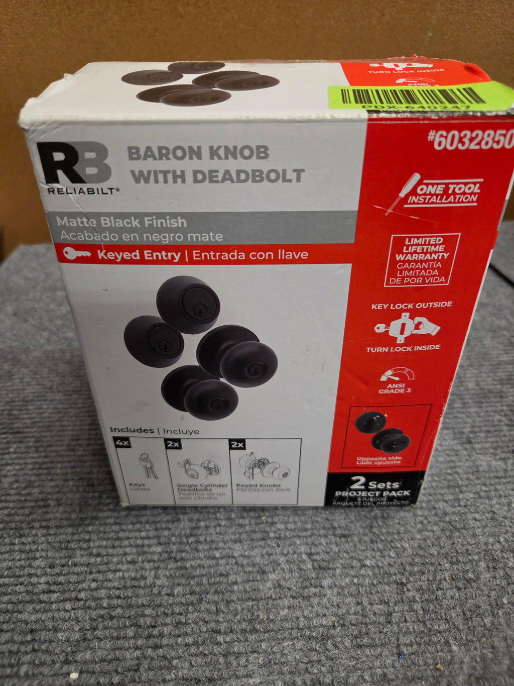 Reliabilt Baron Matte Black Keyed Entry Knob & Deadbolt 2-Set Pack NEW OPEN