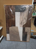 28x20 Framed Abstract Canvas Wall Art – Modern Warm Walnut Natural Oak NEW