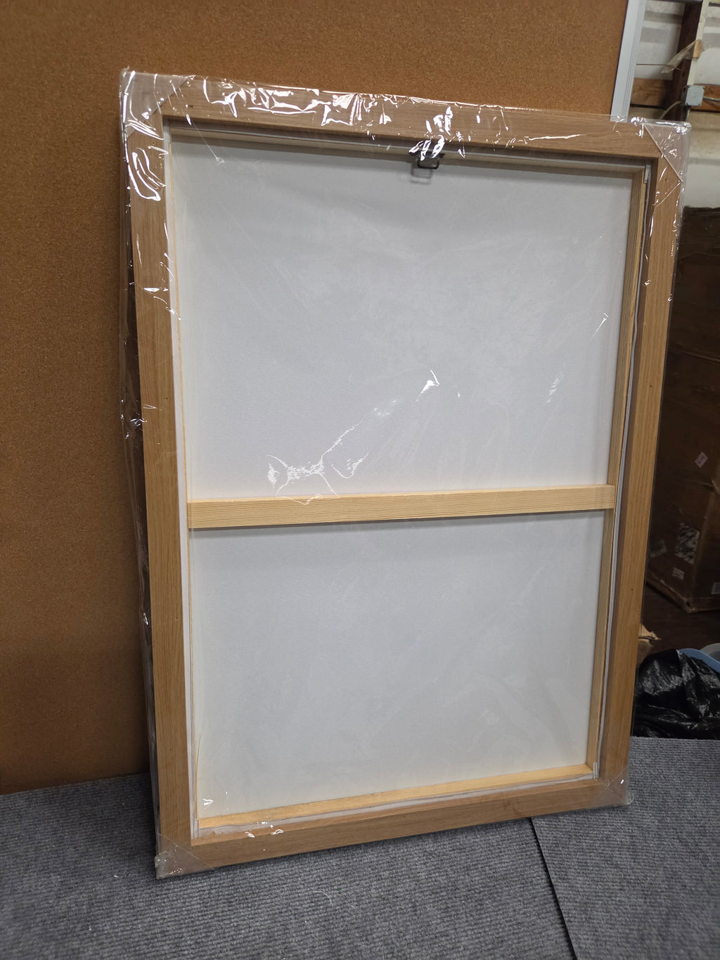 28x20 Framed Abstract Canvas Wall Art – Modern Neutral Natural Oak NEW NIB