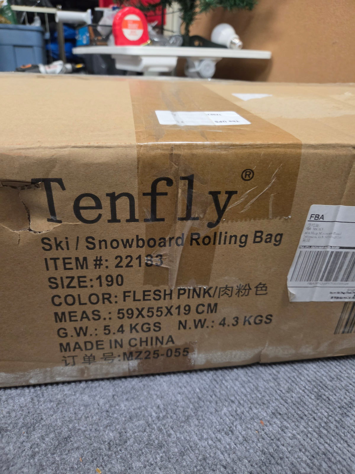 Tenfly 190cm Padded Wheeled Ski Snowboard Travel Roller Bag – New in Box NIB
