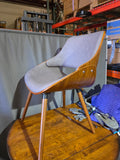 Simpli Home Malden Mid-Century Bentwood Accent Chair – Grey, Walnut (NEW)
