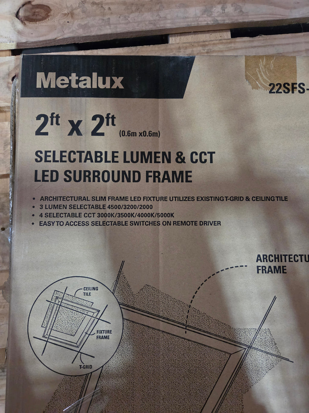Metalux 2x2 and 2x4 Selectable CCT/Lumen LED Surround Drop Ceiling Lights NEW