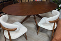 Article Conan 75" Oval Mid-Century Dining Table – Walnut Sunburst Wood NEW