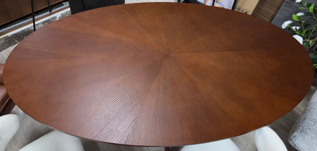 Article Conan 75" Oval Mid-Century Dining Table – Walnut Sunburst Wood NEW