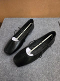 Women's Square Toe Crisscross Ballet Flats Black Size 8.5 (EU 39) NEW NIB