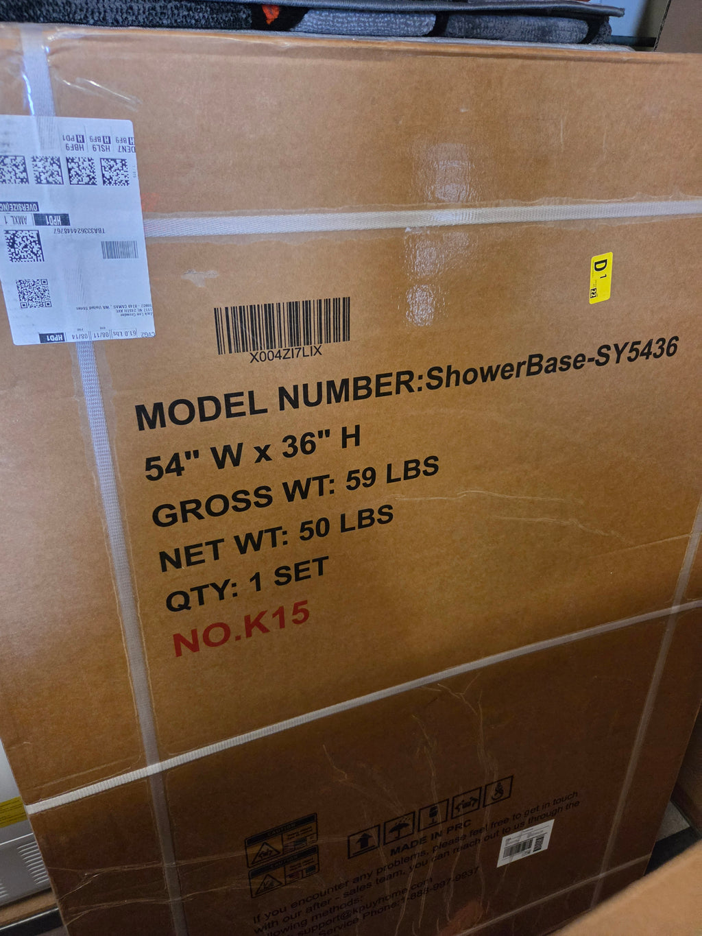 KPUY 54" x 36" Rectangular Shower Base Pan Low Profile SY5436 – NEW IN BOX