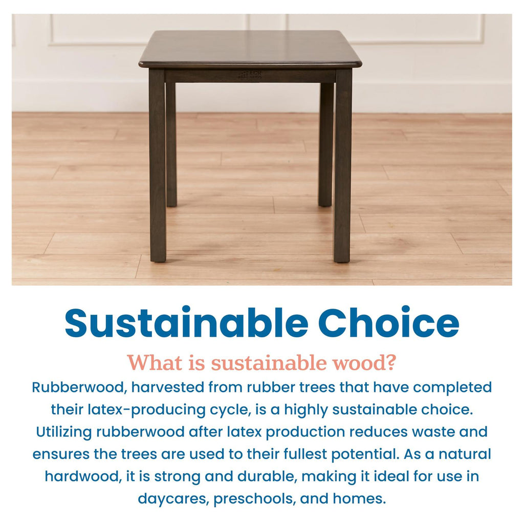 24in Square Hardwood Table with 22in Legs, Grey Wash - PDX Furnish