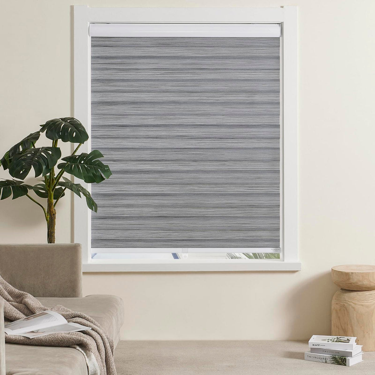 Cordless Zebra Blinds Window Blind, 39x72, Grey