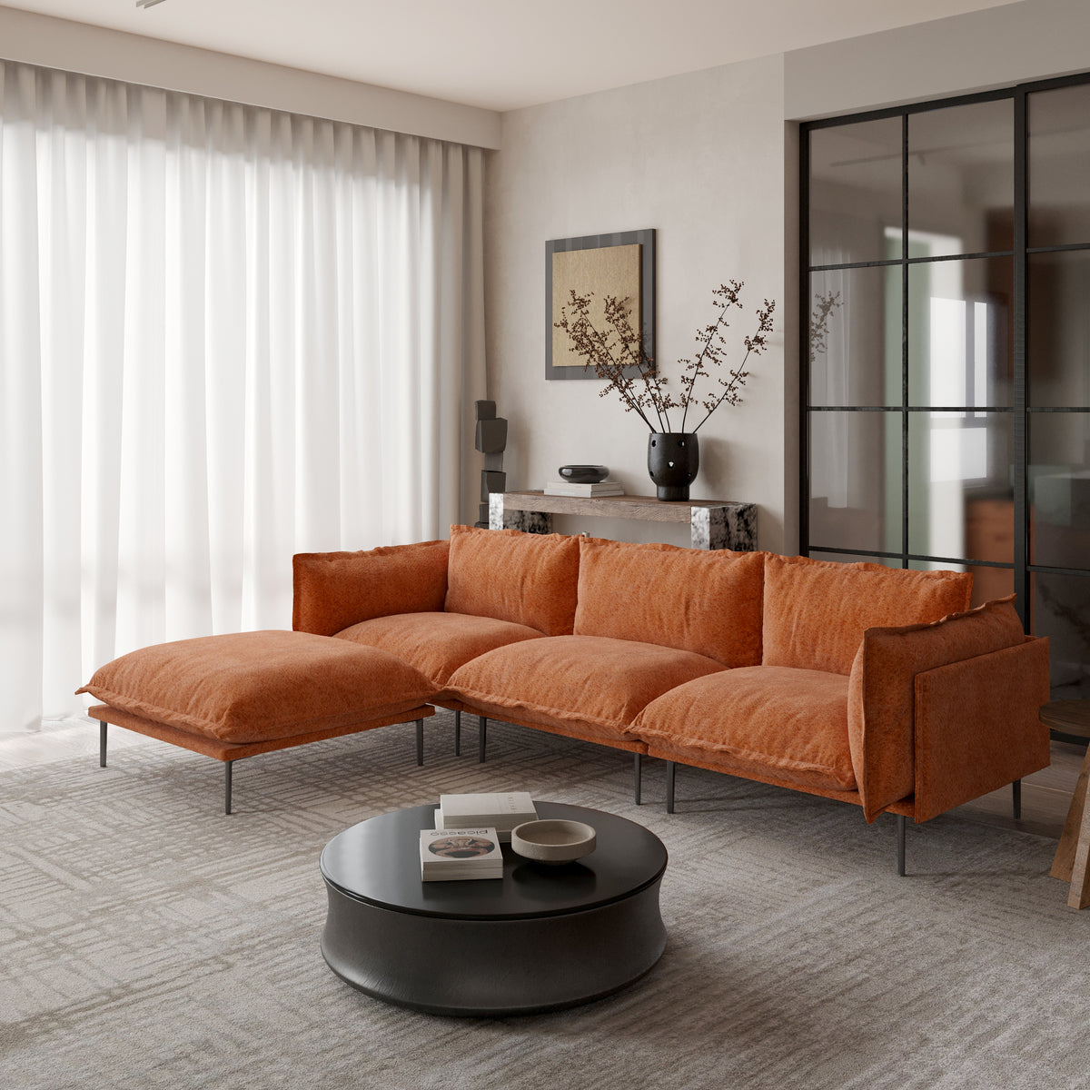 Minimalist Modular Sofa with Ottoman