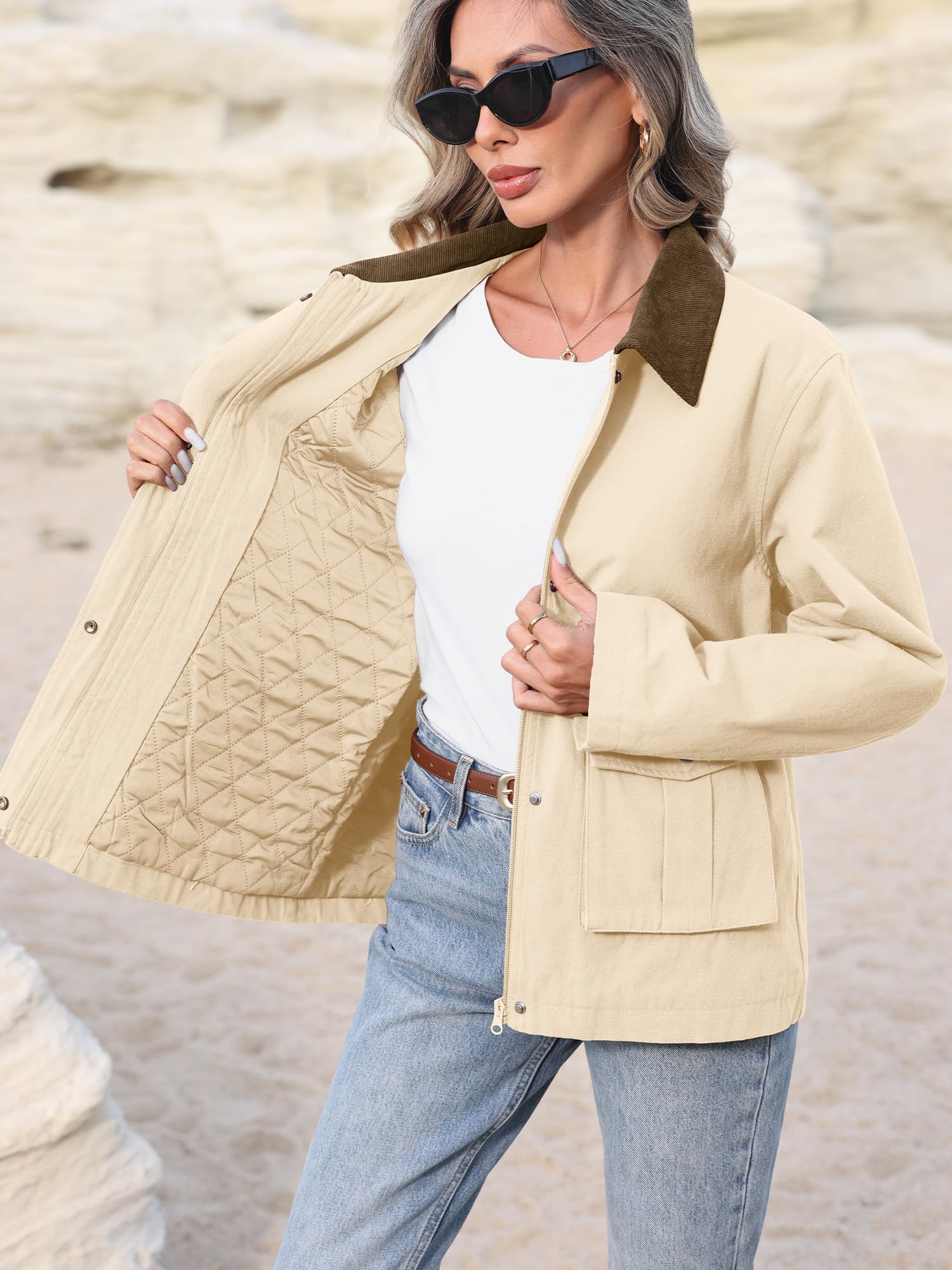 ELLEVEN Padded Barn Jackets for Women, Oversized, Small