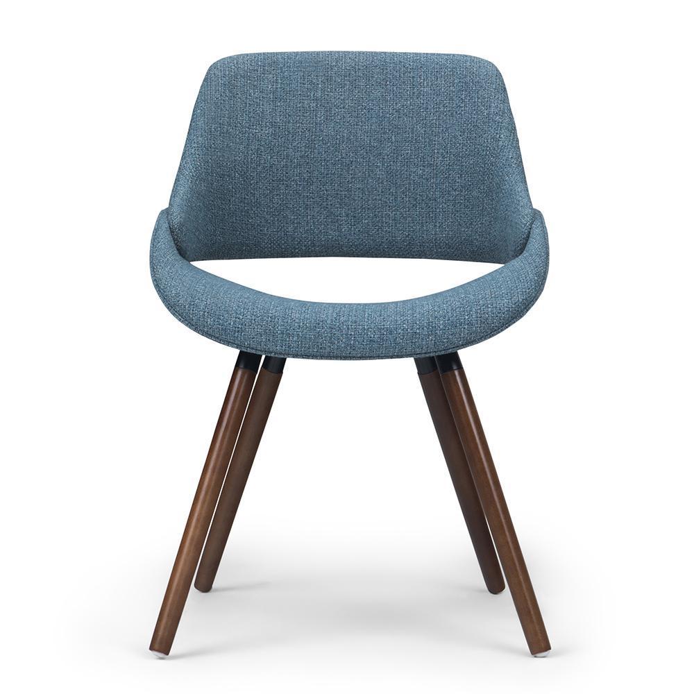 Simpli Home Malden Mid-Century Dining Accent Chair – Denim Blue Walnut NEW
