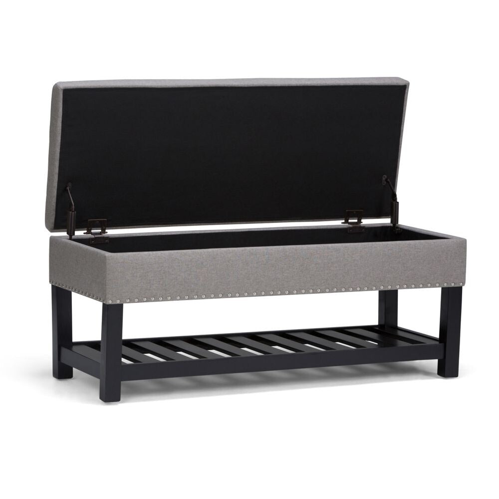 Simpli Home Lomond 44" Tufted Storage Ottoman Bench Shoe Shelf – NEW NIB