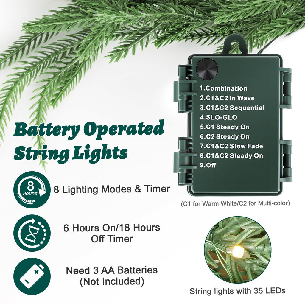 TOWPONICS 9FT Pre-lit Christmas Garland