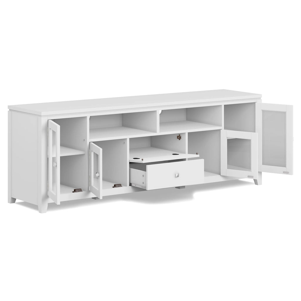 Simpli Home Cosmopolitan 72" Solid Wood TV Stand for 80" TV – White NEW NIB