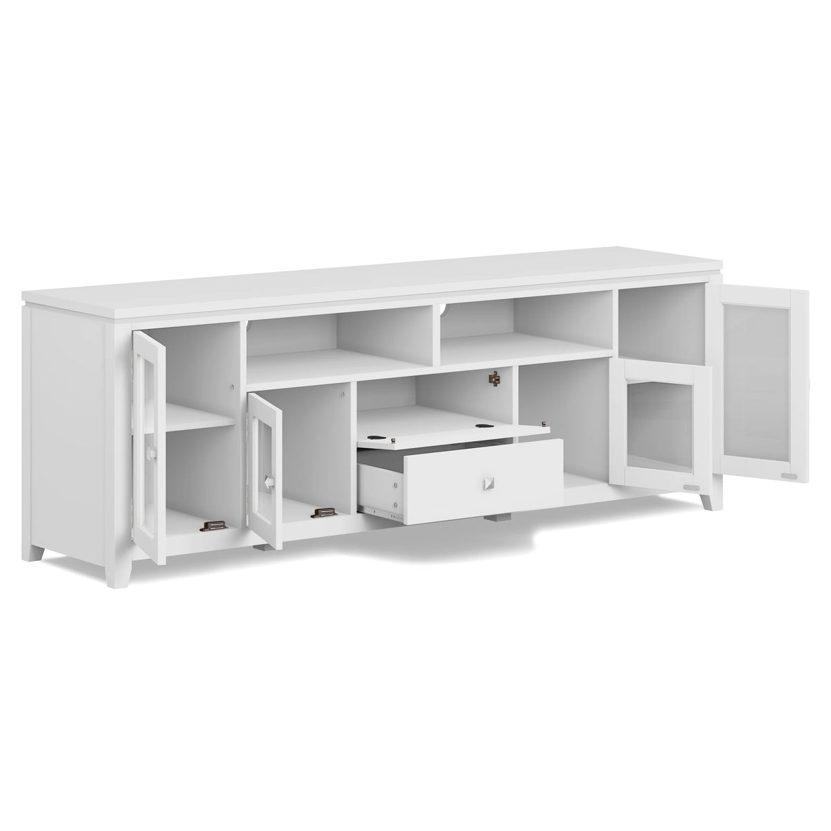 Simpli Home Cosmopolitan 72" Solid Wood TV Stand for 80" TV – White NEW NIB
