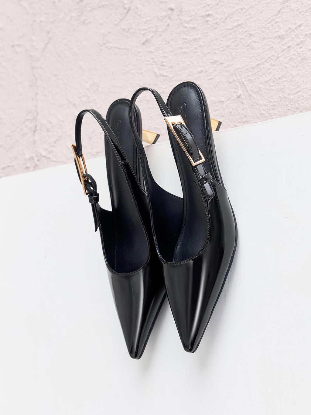 Womens Slingback Kitten Heels, Black, Size 8.5