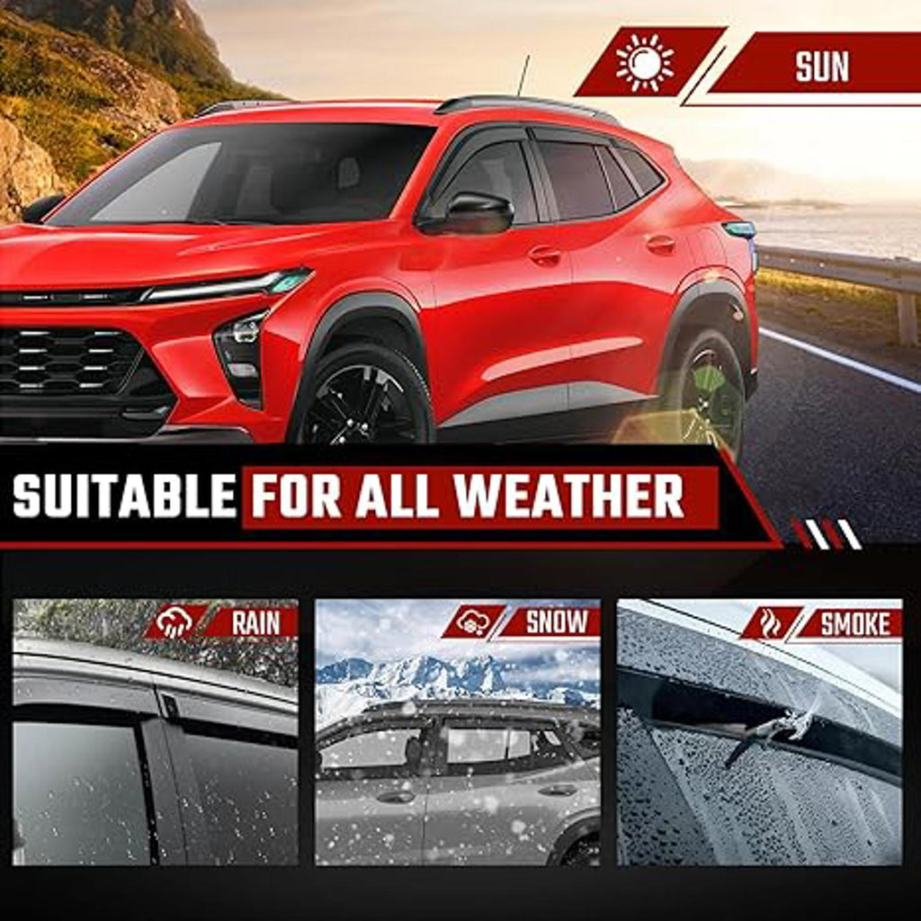 Tape-On Rain Guards Compatible with Chevrolet Trax MK2 2023+ Black