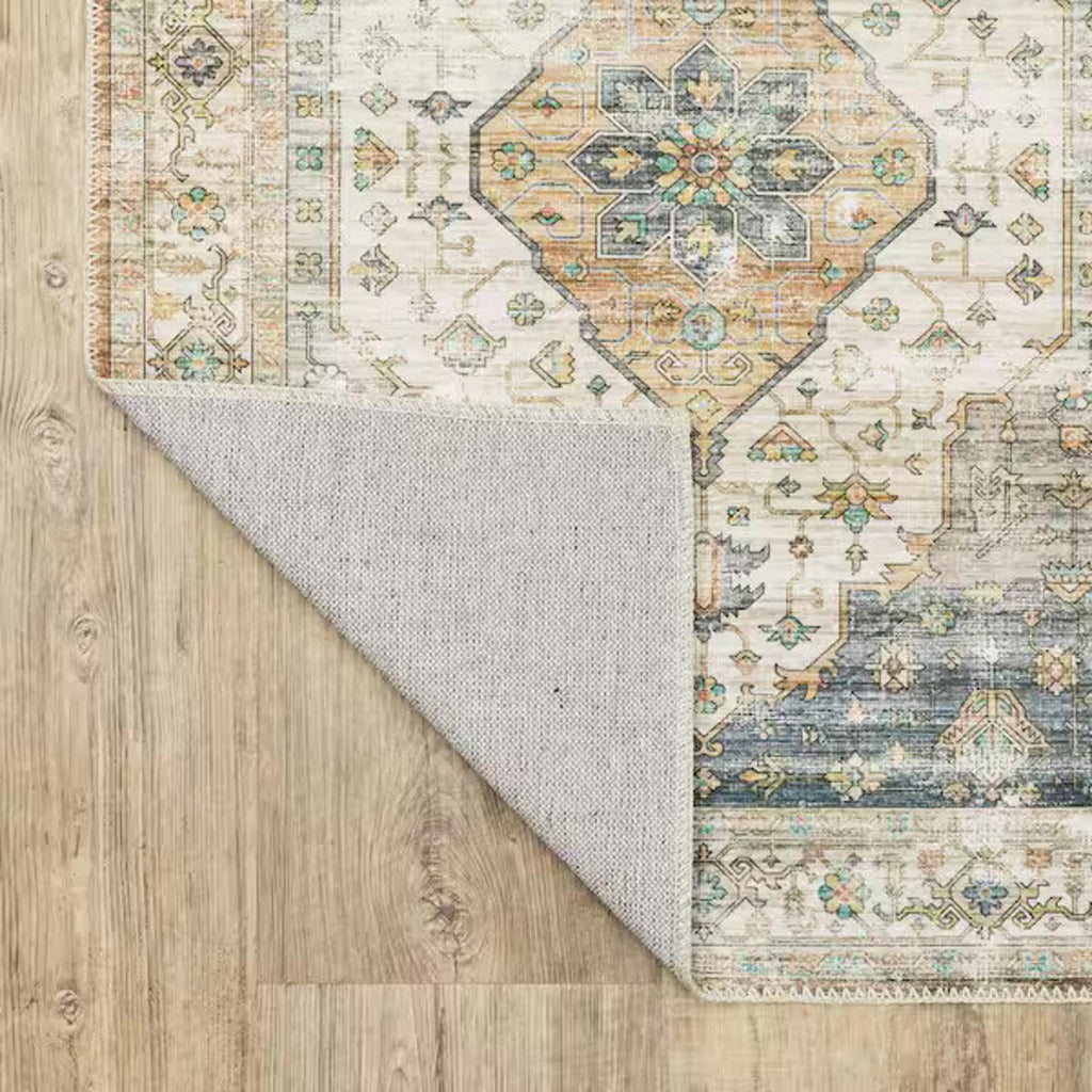 Home Decorators Collection Harmony Denim 5 ft. x 7 ft. Indoor Machine Washable Area Rug, NEW!