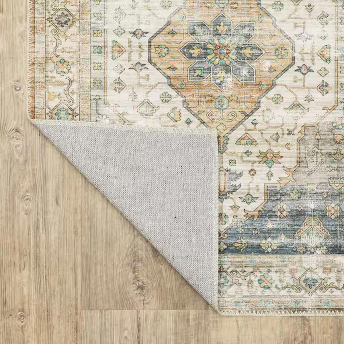 Home Decorators Collection Harmony Denim 5 ft. x 7 ft. Indoor Machine Washable Area Rug, NEW!