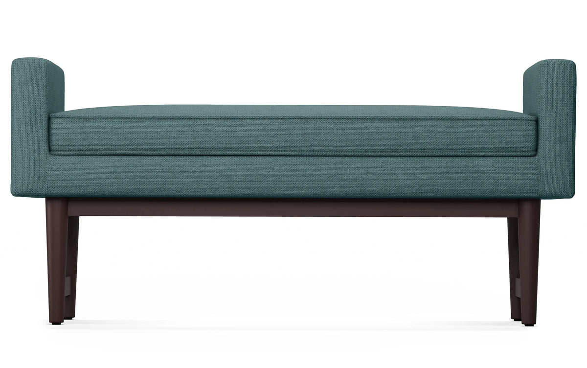 Simpli Home Scott 46" Mid-Century Modern Entryway Bench – Smokey Teal NEW NIB