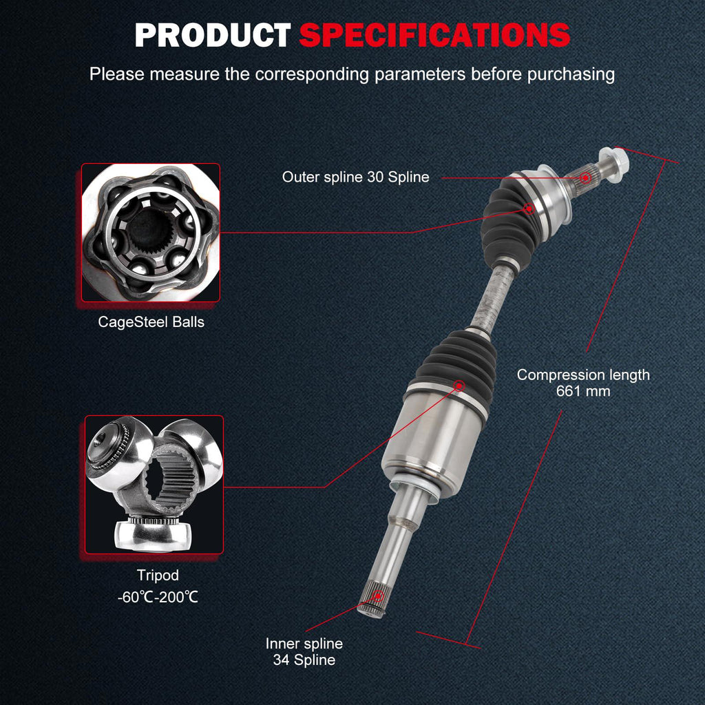 Front Left CV Axle Shaft Assembly For Buick 2010-2017 For Chevrolet 2013-2018, 66-1541