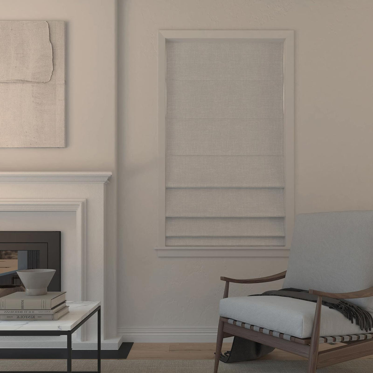 Sun Zero Seraphina Textured Total Blackout Cordless Roman Shade, 35" x 64", White