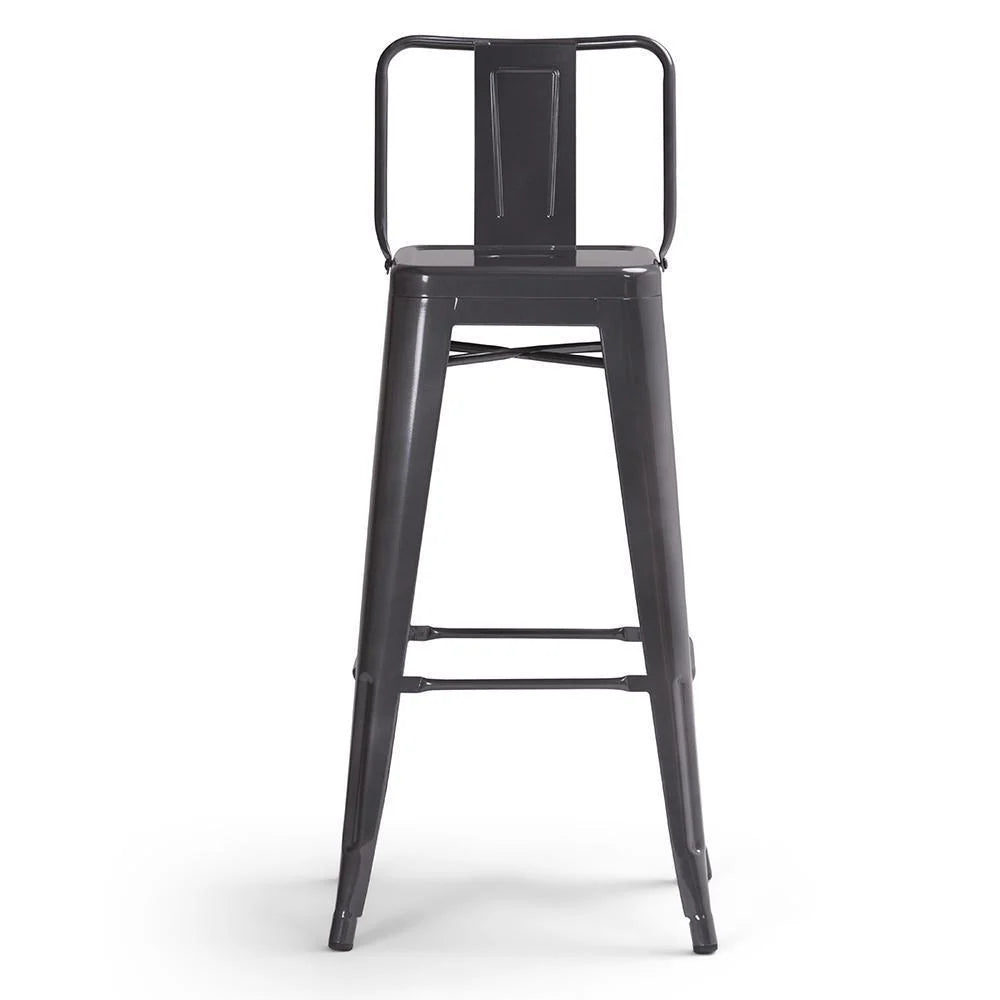 Simpli Home Rayne 30" Metal Bar Stool Set of 2 – Gunmetal Grey NIB (NEW)
