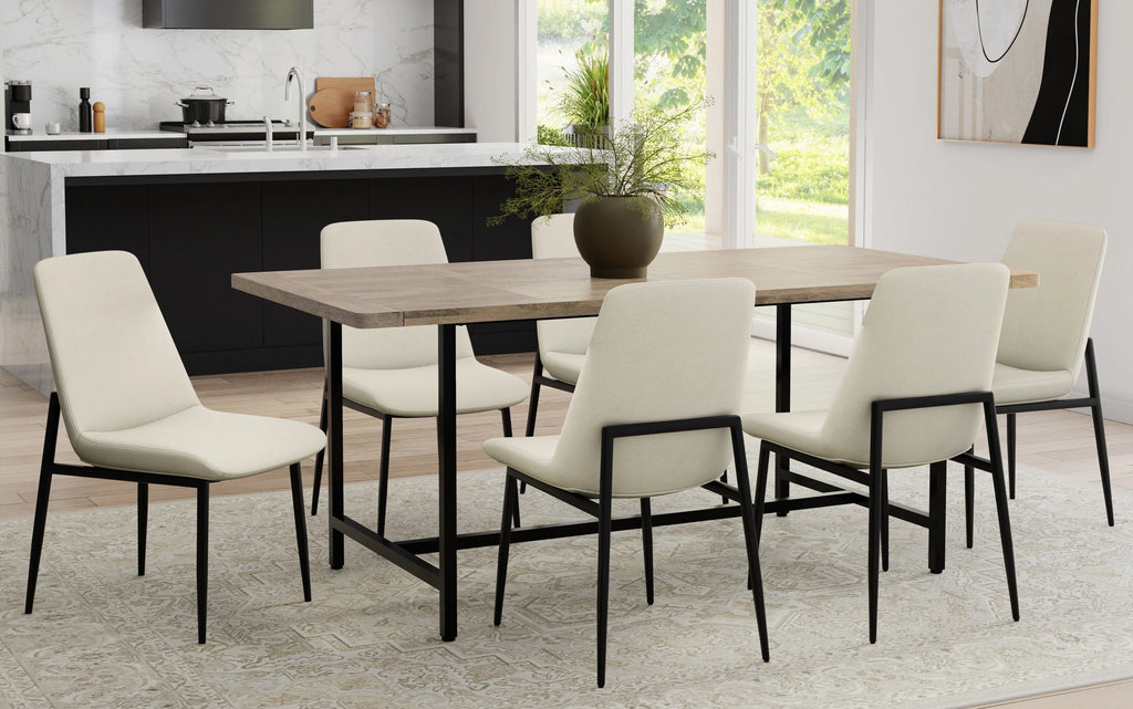 Simpli Home Modern Dining Chair Set of 2 – Light Grey Linen, Steel NEW NIB