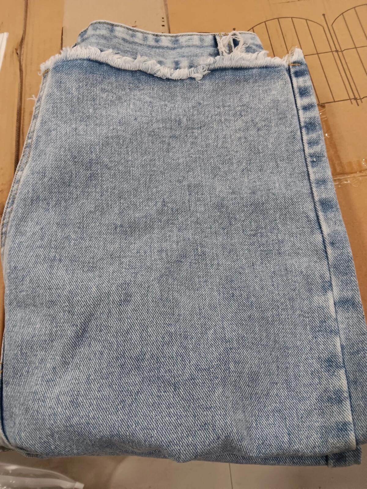High Waist Front Split Raw Hem Tasseled Midi Denim Skirt, Medium, Light Blue
