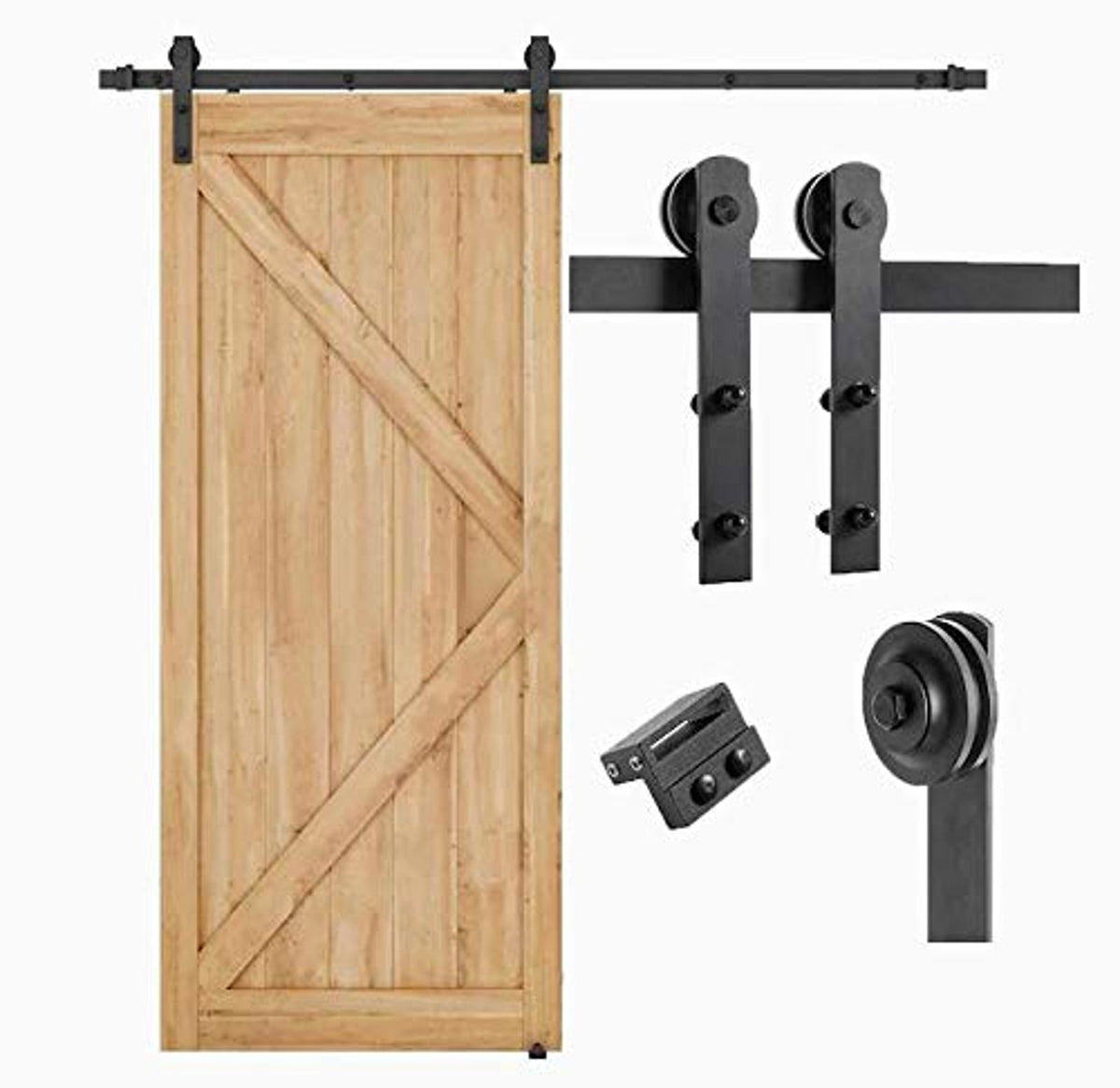 78-in Matte Black Interior Straight Soft Close Barn Door Kit