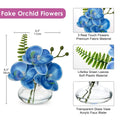 Blue Orchids Artificial Flowers Faux Orchids Arrangement in Clear Glass Vases