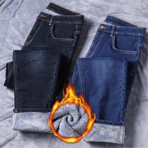 Alloaone Winter Working Jeans Men Black Slim Fit, Size 42x30, Black