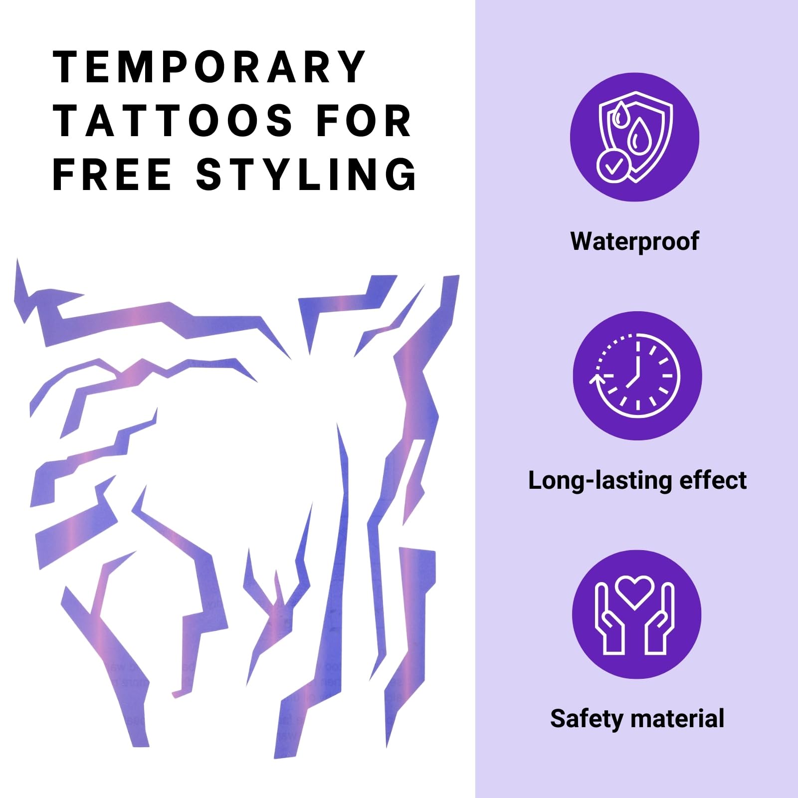 Purple Ombre Temporary Patterns Tattoo (2 PCS)