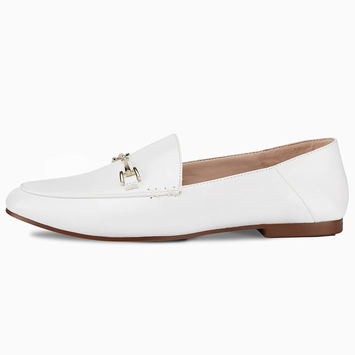 JENN ARDOR Loafers for Women Flats Shoes Womens Penny Loafers, white, size 7
