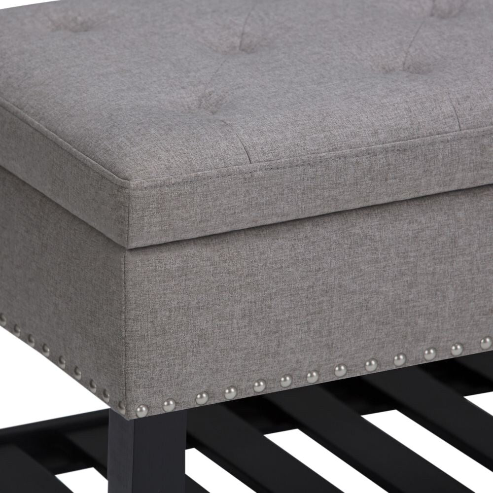 Simpli Home Lomond 44" Tufted Storage Ottoman Bench Shoe Shelf – NEW NIB