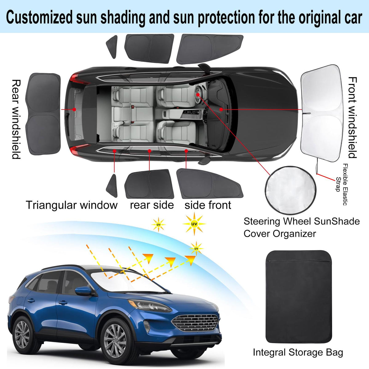 Windshield Sun Shade Custom Fit for 2020-2024 2025 2026 Ford Escape