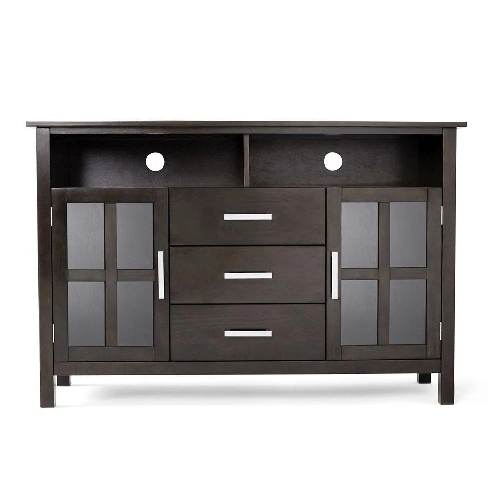 Simpli Home Kitchener 53" Solid Wood Tall TV Stand Console – Grey NEW NIB