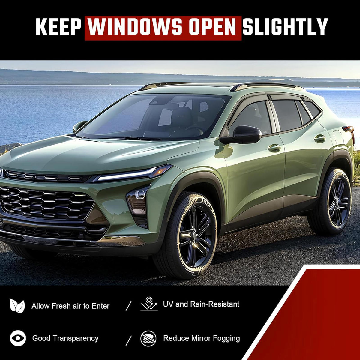 Tape-On Rain Guards Compatible with Chevrolet Trax MK2 2023+ Black