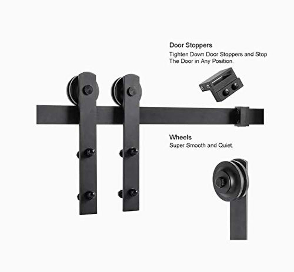 78-in Matte Black Interior Straight Soft Close Barn Door Kit