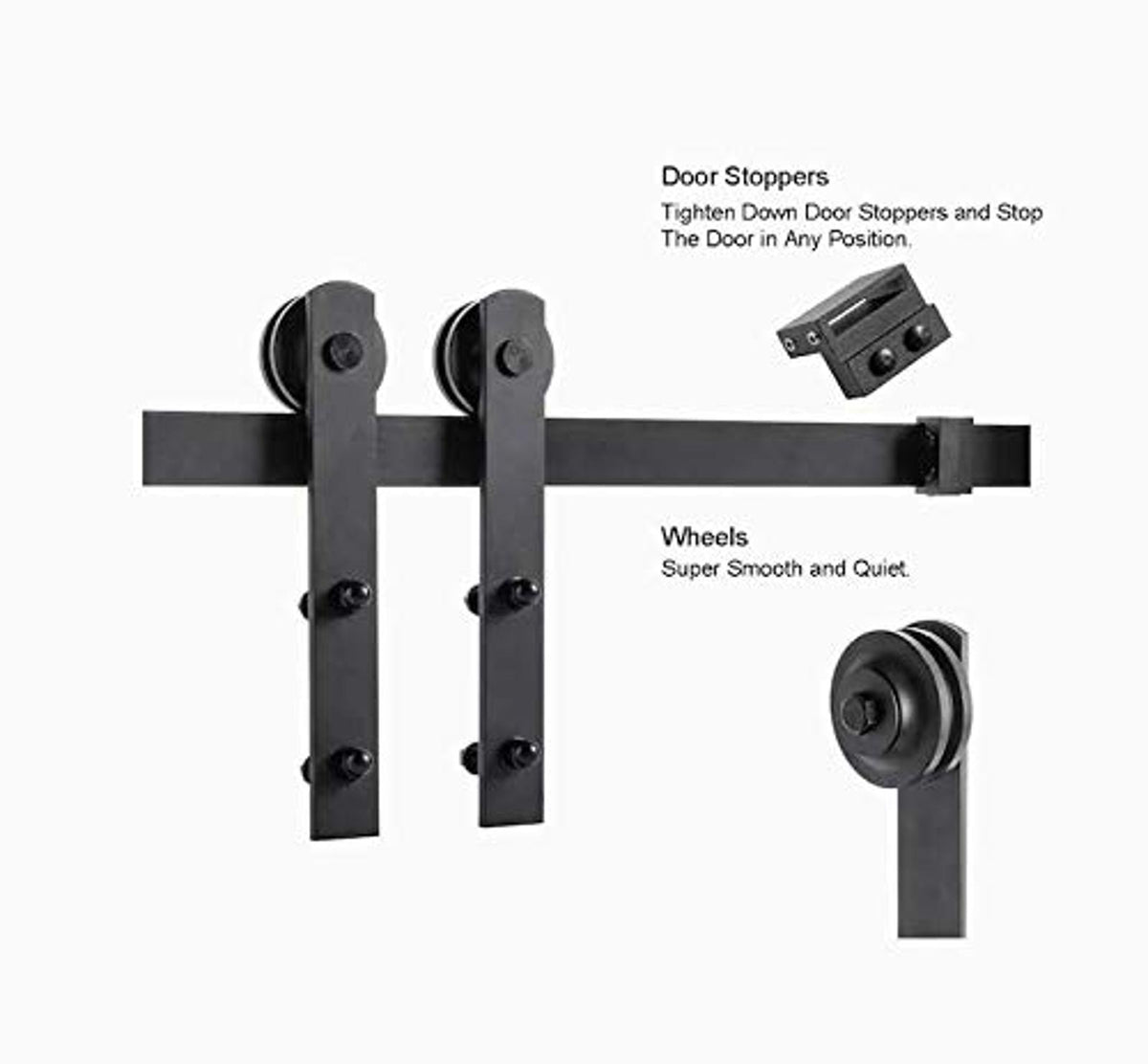 78-in Matte Black Interior Straight Soft Close Barn Door Kit
