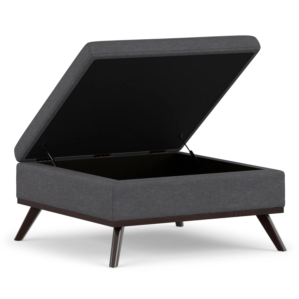 Simpli Home Owen 36" Mid-Century Storage Ottoman Coffee Table – Grey NEW NIB