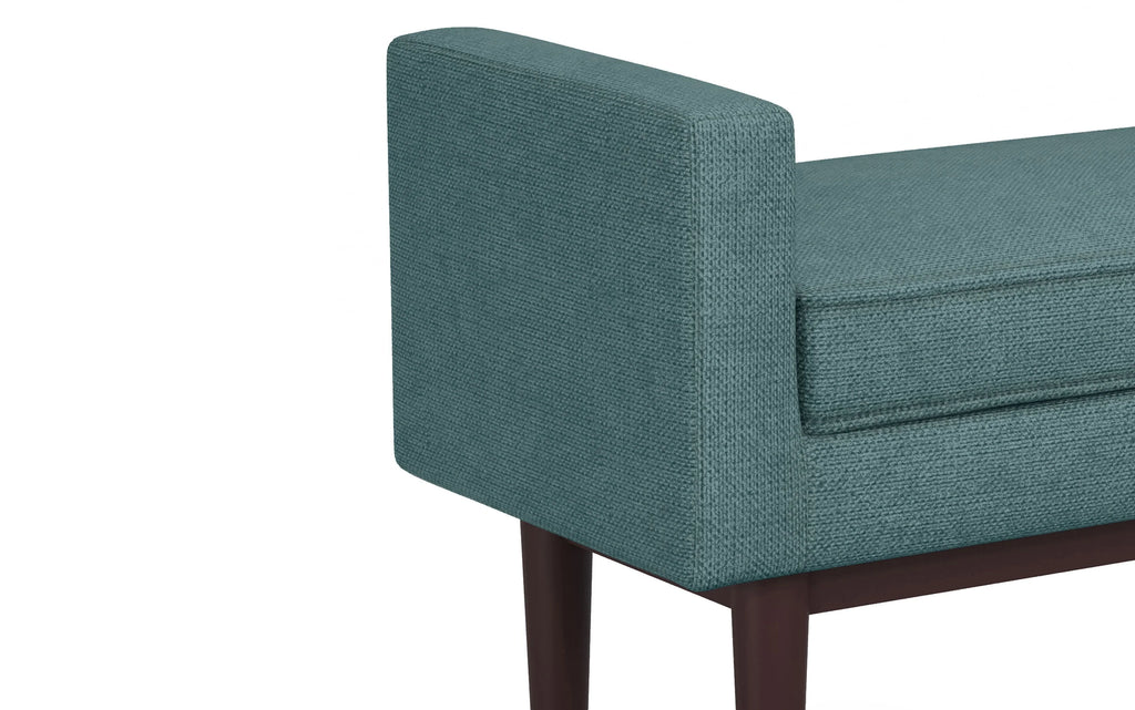 Simpli Home Scott 46" Mid-Century Modern Entryway Bench – Smokey Teal NEW NIB