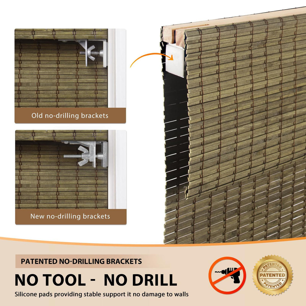 LazBlinds Cordless Bamboo Roman Shades, 41x64, Driftwood