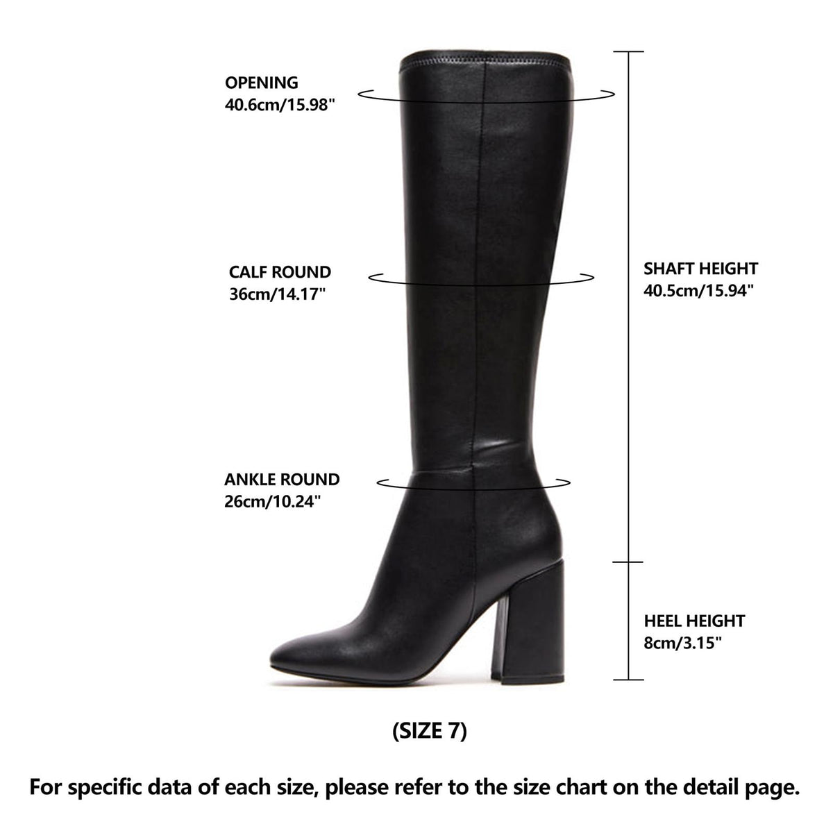 SOVANYOU Black Knee High Boots, 6