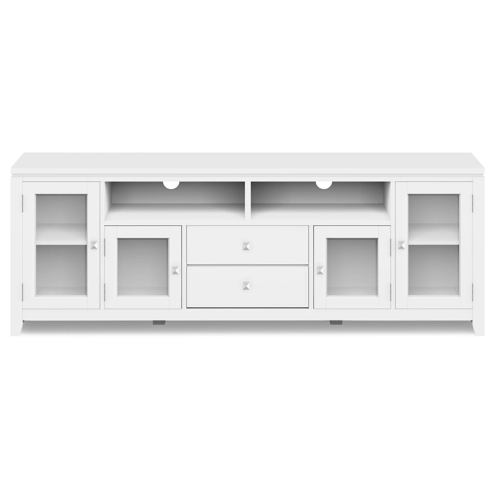 Simpli Home Cosmopolitan 72" Solid Wood TV Stand for 80" TV – White NEW NIB