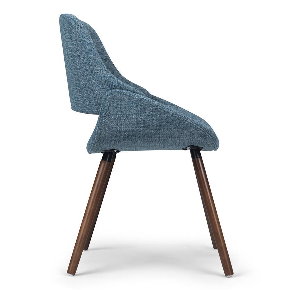 Simpli Home Malden Mid-Century Dining Accent Chair – Denim Blue Walnut NEW